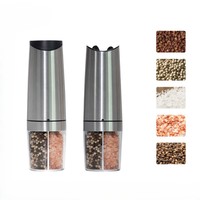 Rechargeable Gravity Electric Salt and Pepper Grinder Set Stainless Steel Spice Mill with Adjustable Coarseness & Dust Cover
