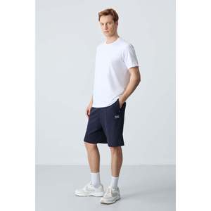 Shorts pour hommes en coton bleu marine, épais, doux, texturés, coupe standard, basiques - 81277 - Bleu marine - Product Image 1