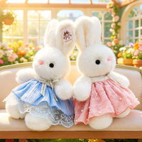 Lindo Peluche de Conejita Blanca con Vestido de Encaje y Falda con Lazo, Muñeca de Peluche de Animal, Venta al por Mayor, Regalo para Niñas en Días Festivos y Cumpleaños, Decoración del Hogar