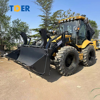 Excavator Loader TDER Buatan Cina 4x4, Excavator Backhoe Front End Loader 2.5 Ton untuk Dijual