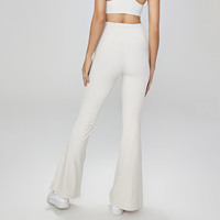 Logo personnalisé Leggings de yoga taille haute croisée longue longueur fente sur le devant pantalon évasé de danse sans couture sur le devant pour femmes