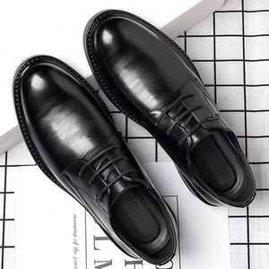 Zapatos Oxford de Negocios de Alta Calidad, Negros, de Cuero Liso, con Cordones, Diseño Cuadrado, con Parches, Suela de Goma Antideslizante, Ligeros y Transpirables - Product Image 4