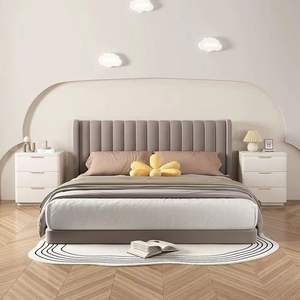 Cama de Plataforma Tapizada en Tela Suave con Marco de Madera a Precio Competitivo, Muebles de Dormitorio Minimalistas, Hotel Comercial Moderno - Product Image 4