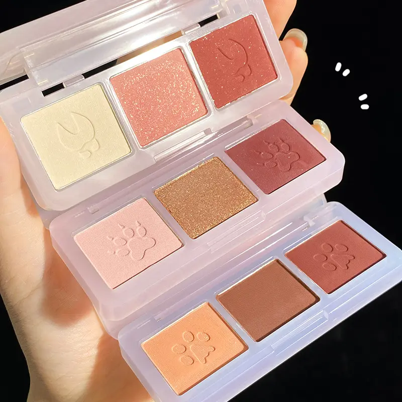 Paleta de sombra de olho com 3 cores, pigmentadas, alta pigmentadas, glitter, sombra de olho, longa duração, à prova d' água, paleta de maquiagem dos olhos