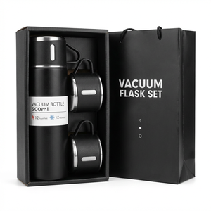 Ensemble cadeau de <span class=keywords><strong>thermos</strong></span> isotherme en acier inoxydable de 500 ml avec logo personnalisé, 2 tasses, pour cadeaux promotionnels d'entreprise - Product Image 1