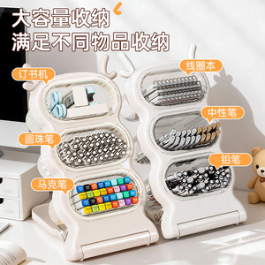 Tilt Pen Holder <b>Desk</b> Organizer <b>Large</b> Capacity Storage Box For Office School Supplies Cute Design Standing Type PP Material - Product Image 4