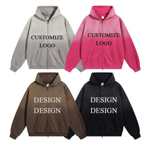 <span class=keywords><strong>Cardigan</strong></span> della felpa da uomo e da donna dei pesi massimi con giacca in stile retrò con cerniera con cappuccio - Product Image 4