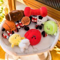 Porte-clés peluche ballon de football mignon, jouet de sport en peluche doux avec jambes pour breloque de sac, cadeau promotionnel