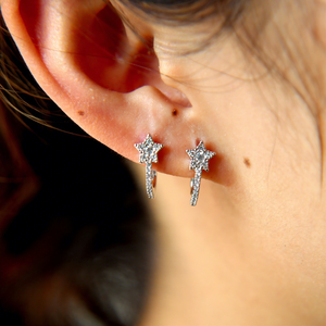 Pendientes de Gancho con Diseño de Estrella, Estilo Europeo, con Circonitas, para Mujer, Joyería de Moda, Regalo de Navidad - Product Image 2