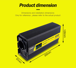 Inverseur avec type-c USB 500 Watt <span class=keywords><strong>convertisseur</strong></span> de puissance hors réseau dc <span class=keywords><strong>12v</strong></span> 24v auto ac 220v <span class=keywords><strong>230v</strong></span> 500 w onduleur à onde sinusoïdale pure - Product Image 6