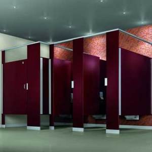 Cloison de toilettes d'hôpital moderne en acier inoxydable de qualité supérieure, rouge, rectangulaire, design modulaire, accessoire écologique - Product Image 4