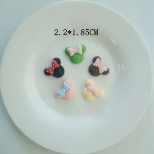 Mouse Head with Bow Resin Charms Mini Diy Wholesales Resin Craft Art Supplier
