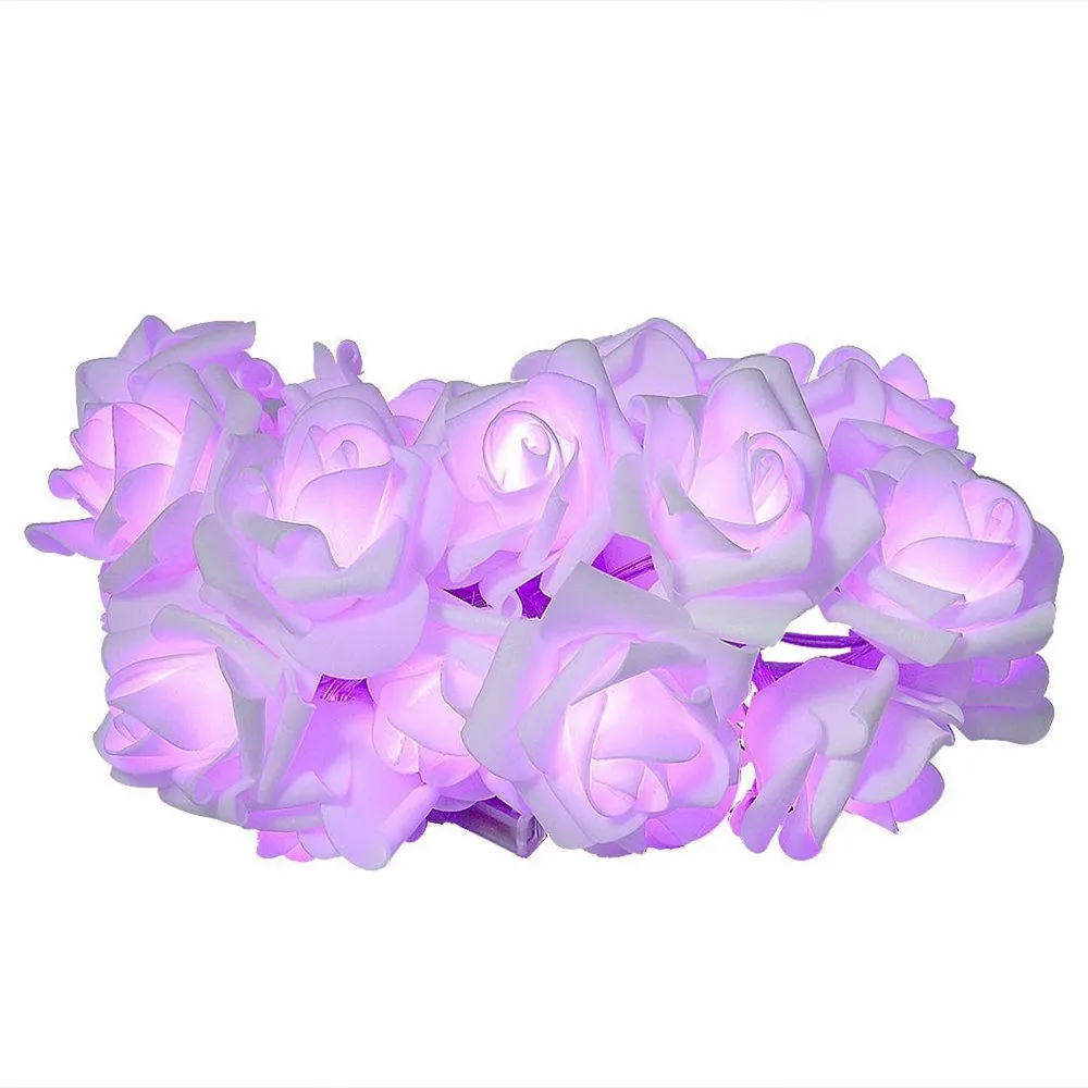 2022 Best Sale Purple Rose Flower Fairy String Lights 20 LEDs (2.2M/7.22feet) For Wedding Garden Party Christmas Decoration