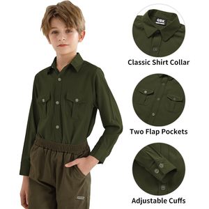 Chemise habillée à manches longues pour garçons Qbk, en coton Oxford, avec poches poitrine, infroissable, uniforme - Product Image 4