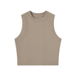 Débardeur court pour <span class=keywords><strong>femme</strong></span>, printemps-été, haut à bretelles pour fille, coupe ajustée, coton et élasthanne, sans manches, t-shirt intérieur - Product Image 4