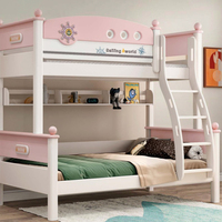 Lit superposé Santafy S-A01-2 en bois d'hévéa, design européen moderne, confortable, pour enfants, avec toboggan, pour chambre, école, hôtel