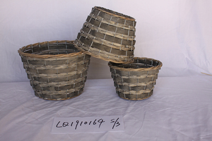 Wholesale woven wood strips mixed wicker dark stripes deepened drums - Product Image 4