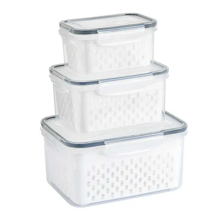 Fruit vegetable fridge refrigerator organizer storage box set dishwasher kitchen airtight food storage container set with lid