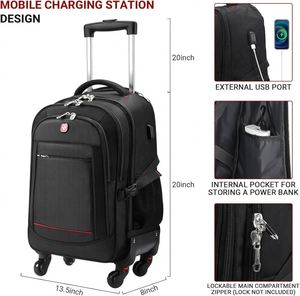 BSCI Rolling Waterproof <b>Backpack</b> for Business with <b>Wheels</b> and a Laptop Compartment with good quality - Product Image 2