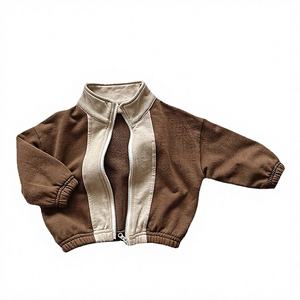 Abrigo Informal Estampado Antiarrugas Estilo Coreano para Bebé, Chaqueta Retro de Otoño para Niñas, Sudadera con Contraste de Color, Poliéster/Algodón - Product Image 4