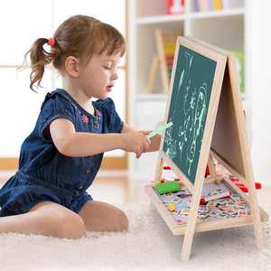 Multifunktionales zwei-in-eins-faltbares doppelseitiges magnetisches zeichentafel aus holz für kinder easel schwarz und weiß zeichentafel - Product Image 3