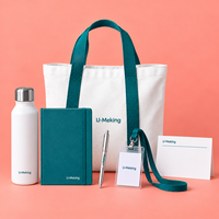 Kit Cadeau Personnalisé pour Délégués de Conférence Hôtelière : Sac Fourre-tout en Toile, Carnet A5, Stylo, Bouteille, Lanière, Porte-badge – Ensemble de Bienvenue Événementiel Personnalisé