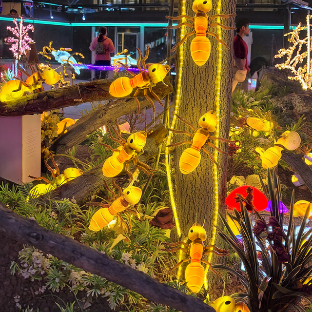 LED Dynamic Ant-shaped Lamp 3D Motif String Lights for Outdoor Garden & Holiday Home Decorative Lighting