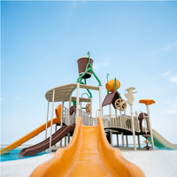 Equipo de Juegos Acuáticos de Fibra de Vidrio para Parques de Diversiones, Casa de Agua Personalizada para Niños con Múltiples Toboganes y Funciones de Rociado