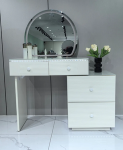 Cream White Modern Minimalist <strong>Dressing</strong> <strong>Table</strong> Rock Slab <strong>Storage</strong> Cabinet Mirror High-End Bedroom Makeup <strong>Table</strong> <strong>for</strong> Hotel Apartment - Product Image 4