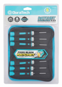 DuraTech 6pc High Quality CRV Ratcheting Fixed Blade <b>Screwdriver</b> Set Steel Slotted Magnetic OEM - Product Image 5