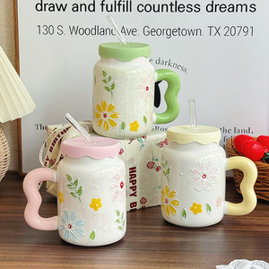 MM Direct in cartone animato carino tazza di caffè in ceramica fresca <span class=keywords><strong>con</strong></span> coperchio di alto valore Design creativo del cuore della ragazza che usa la tazza dell'acqua - Product Image 6