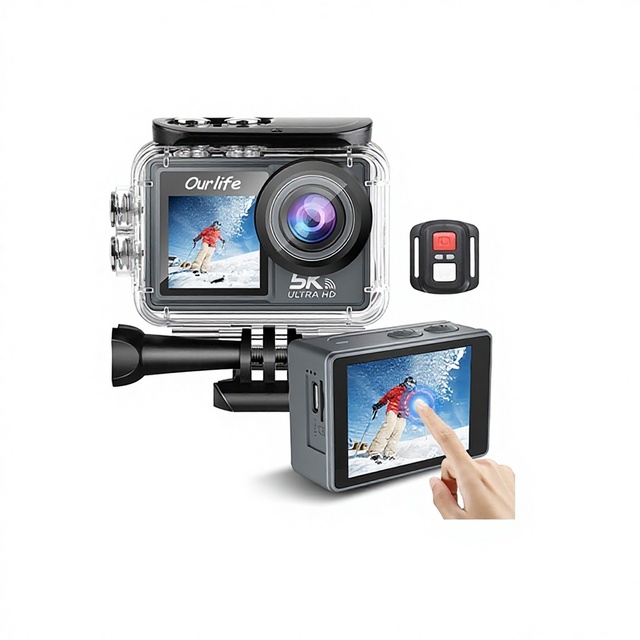 AT-M40TR 5K Ultra HD 4K 30fps 2.0/1.3 Inch Dual Screen Waterproof 30m Anti-Shake WiFi Action Camera for Outdoor Sports