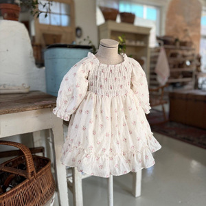 Abito Principessa in Cotone Floreale per Bambine, Nuova <span class=keywords><strong>Collezione</strong></span> Primavera 2026, ODM con Maniche a Lanterna Arricciate, Stile Coreano Lungo - Product Image 4