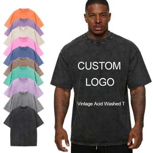 <span class=keywords><strong>T</strong></span>-<span class=keywords><strong>shirt</strong></span> Oversize da Uomo in Cotone Pesante 100% Stile Retrò con Stampa DTG, Logo, Effetto Stone Washed e Lavaggio Acido, Personalizzabile - Product Image 1