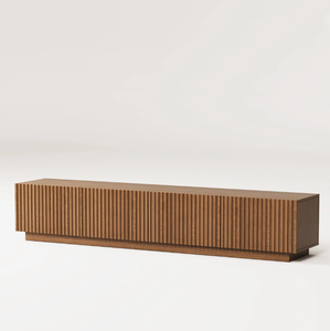 Mobile <span class=keywords><strong>TV</strong></span> Moderno Scanalato da 86,6 Pollici con Ante a Doghe, Corpo in MDF e <span class=keywords><strong>Base</strong></span> in Legno Massello per <span class=keywords><strong>TV</strong></span> fino a 90 Pollici - Product Image 3