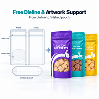 Sachet d'emballage alimentaire pour animaux de compagnie à finition mate premium avec fenêtre dépolie, pochette personnalisée imprimée, sachet Doypack pour friandises lyophilisées