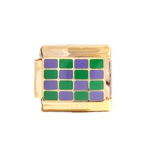 Italian Modular DIY Bracelet Zinc Alloy Checkerboard Geometric Detachable Unisex Jewelry Set - Product Image 2