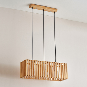 Lámpara Colgante <span class=keywords><strong>de</strong></span> Madera Maciza <span class=keywords><strong>de</strong></span> Estilo Japonés con 3 Luces, Lámpara <span class=keywords><strong>de</strong></span> Araña Rectangular <span class=keywords><strong>de</strong></span> Madera para Cocina, Comedor, E27 - Product Image 3