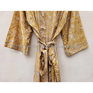 Robe Kimono en Soie Indienne Nouvelle Collection Tie-Dye Faite à la Main pour Femme – Tenue de Nuit Estivale Bohème Chic Longue avec Taille Élastique Séchage Rapide - Product Image 6