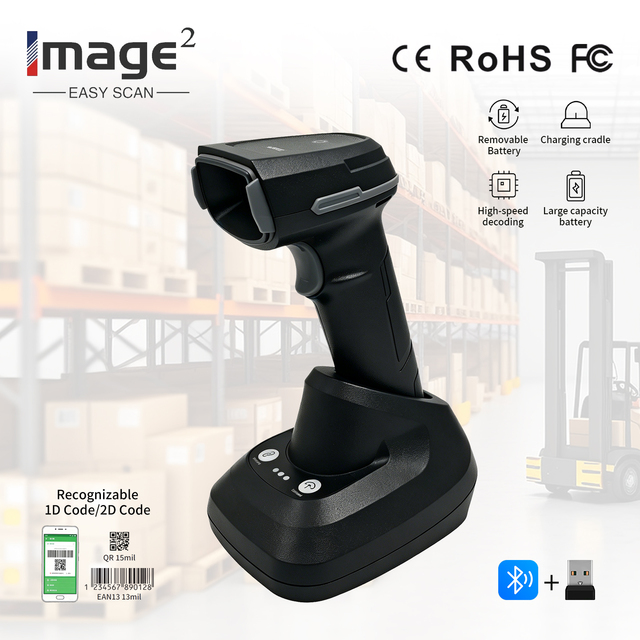 HC-880BT Hands-Free Auto Sensing 2D Wireless USB QR Code Reader Barcode Scanner with Charging Base in Stock