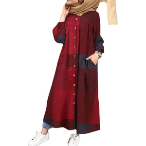 <span class=keywords><strong>Boutique</strong></span> Ropa Étnica Hijab nupcial boda largo <span class=keywords><strong>Muslimah</strong></span> de talla grande señora musulmana moda rayas estampado Maxi Abaya vestido - Product Image 1