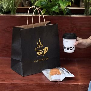 Bolsa de Papel Kraft Personalizada con Logotipo, Ecológica, Reciclable, para Comida para Llevar, Café, Té, Entrega de Alimentos, con Asa - Product Image 4