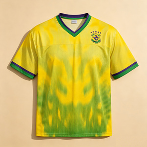 Maillot de football à col en V pour garçons, thème équipe nationale, séchage rapide, respirant, manches courtes, pour l'entraînement de football, vente en gros - Product Image 2