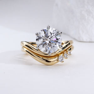 Anillo de diamantes cultivados en laboratorio de oro amarillo de 18 quilates Messi Jewelry MSR-2021 para mujer - Product Image 1