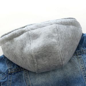 Veste en jean en coton à manches longues de haute qualité 2021, vente en gros, modèle tendance pour garçons, manteau à capuche double couche, vestes pour enfants - Product Image 5