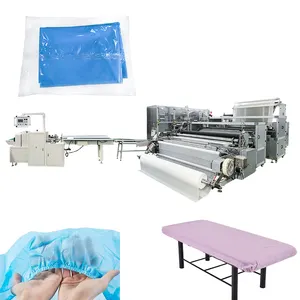 Automatic Disposable Non Woven Spa Bed Sheets Folding Cutting Machine Medical Bed Cover Making Machine