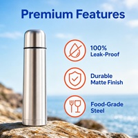Botol Air Stainless Steel Anti Gores Berlapis Bubuk, Sublimasi, Desain Petualangan, Logo Kustom