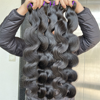Grosir rambut pakan alami ekstensi rambut manusia mentah Virgin rambut India 10A 12A rambut ditarik ganda bundel gelombang tubuh