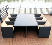 Ensemble de tables et chaises en rotin d'extérieur modernes et durables pour cours, jardins, loisirs, combinaison résistante à l'eau et à la protection solaire, table à thé