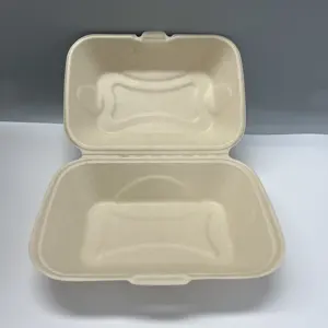 Groothandel Bio-Afbreekbare Pla-Vrije Cel Maaltijd Lunchbox Wegwerp Suikerriet Bagasse Clamshell Box